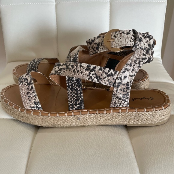 Qupid Snakeskin Espadrille - Picture 1 of 7